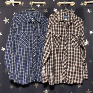 Wrangler long sleeve western button down shirts